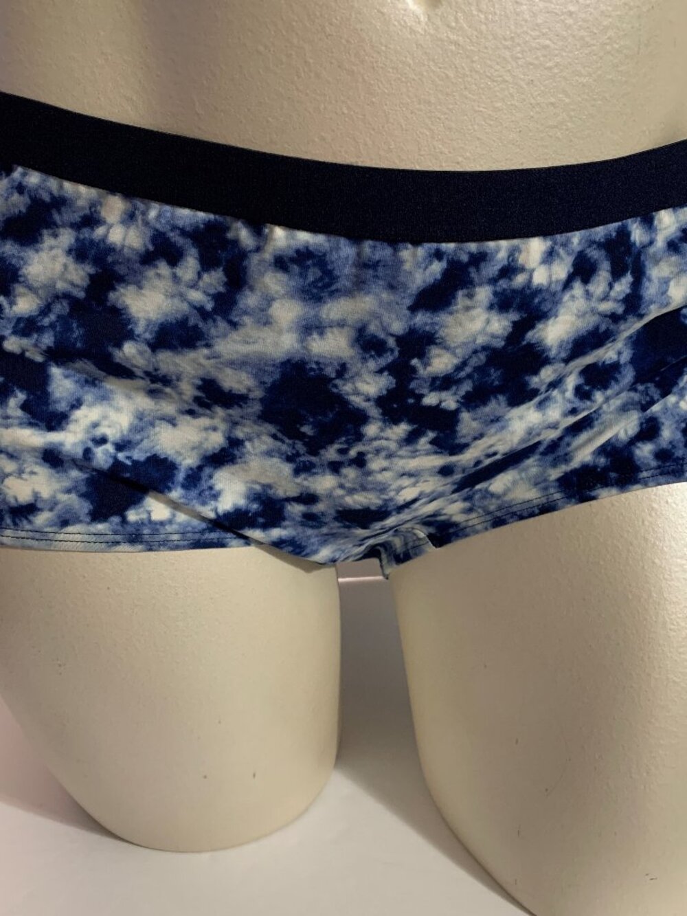 Catherines Boyshort Panties Underwear Cotton Blend Tie-Dye Blue White Plus 2X